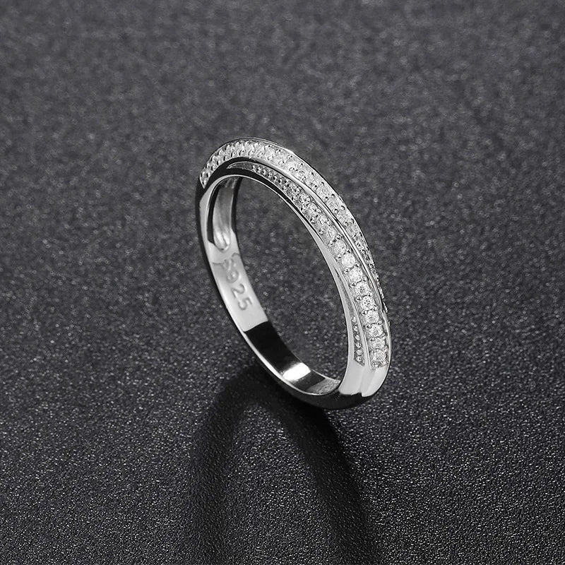 Moissanite Ring 925 Sterling Sliver With GRA Certificate Eternity Band Wedding Engagement Rings For Women And Men