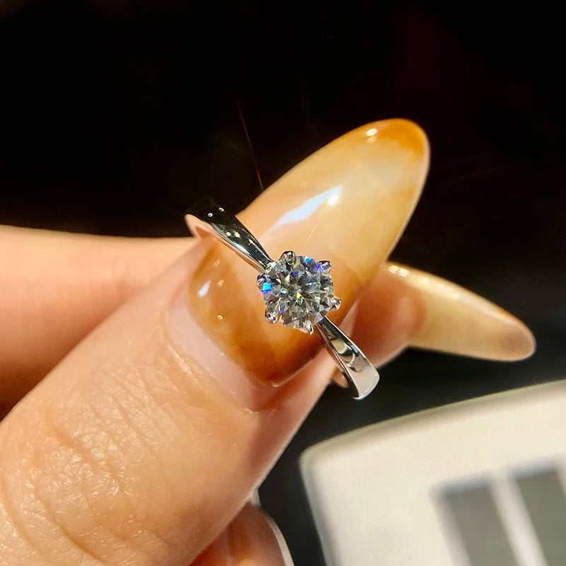Classic Real Moissanite Diamond Wedding Rings For Women Gift Real 925 Sterling Silver Top Quality Fine Jewelry