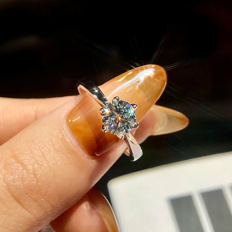 Classic Real Moissanite Diamond Wedding Rings For Women Gift Real 925 Sterling Silver Top Quality Fine Jewelry