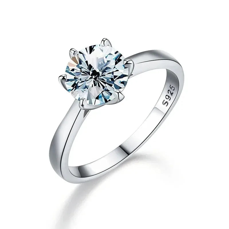 Classic Real Moissanite Diamond Wedding Rings For Women Gift Real 925 Sterling Silver Top Quality Fine Jewelry